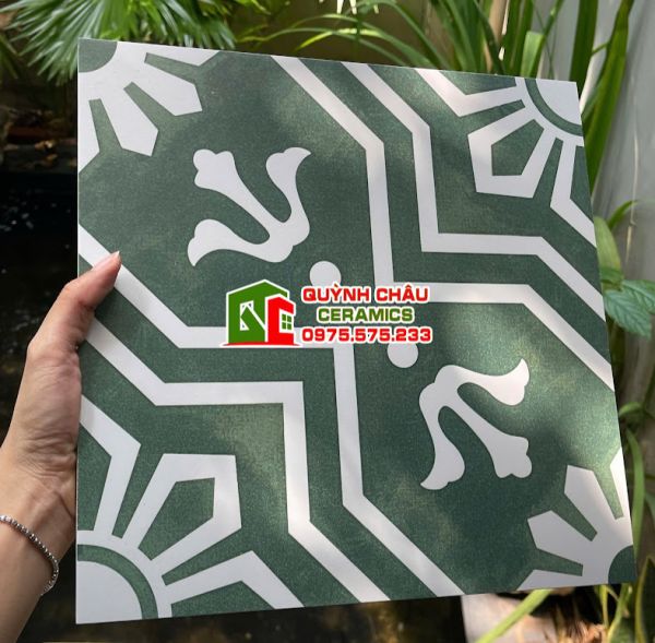 Gạch bông 30x30 hoa văn màu xanh trắng