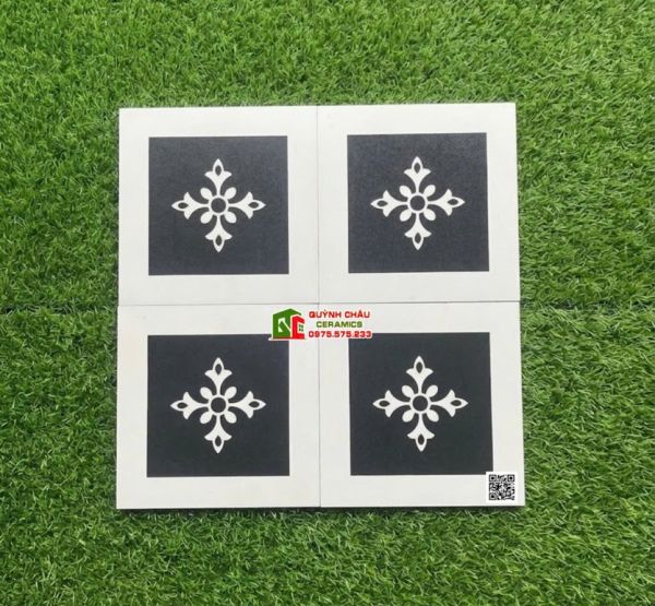 Gạch bông 30x30 trắng đen trang trí hoa văn nhỏ xinh đẹp
