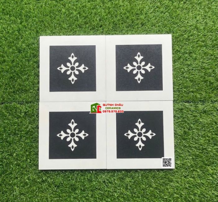 Gạch bông 30x30 trắng đen trang trí hoa văn nhỏ xinh đẹp