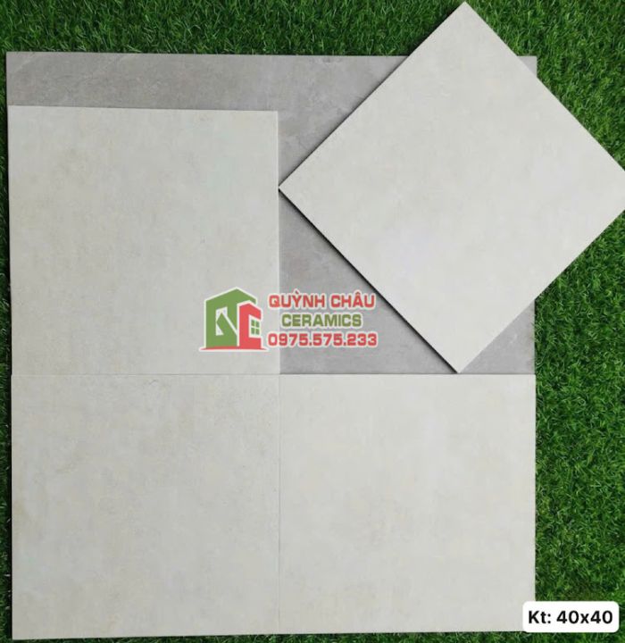 Gạch bông 40x40 đá mờ xám men trơn trung quốc