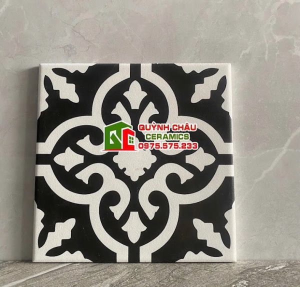 Gạch bông cổ điển 20x20 hoa văn trắng đen