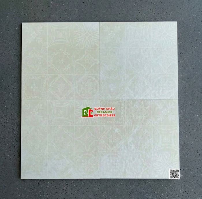Gạch bông giả cổ 40x40 họa tiết màu kem trắng sữa