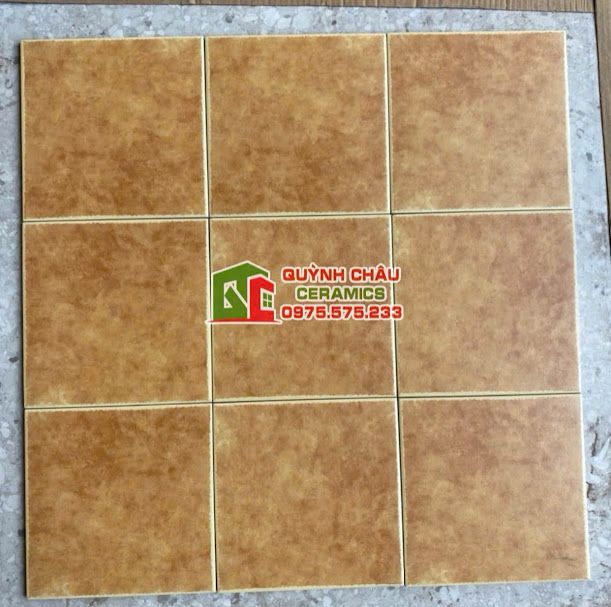 Gạch bông giả cổ da bò vàng trơn màu 20x20 cm