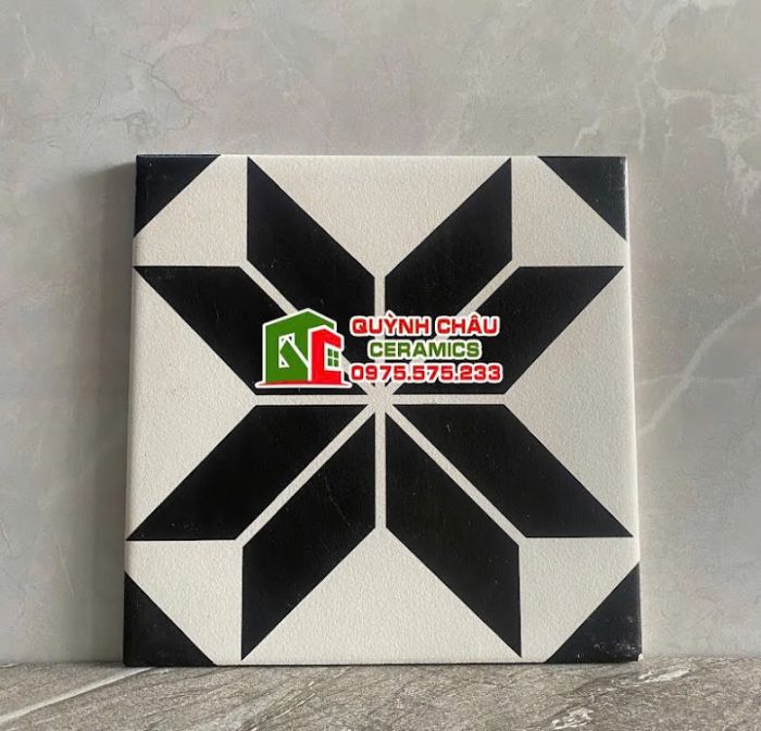 Gạch bông hoạ tiết trắng đen nổi bật 20x20 cm