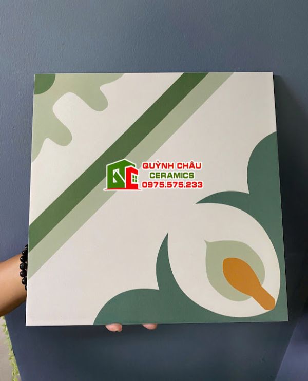 Gạch bông hoạ tiết xanh lá 30x30 trung quốc