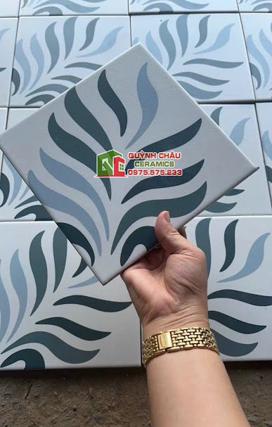 Gạch bông hoa văn cành lá cây 20x20 cm