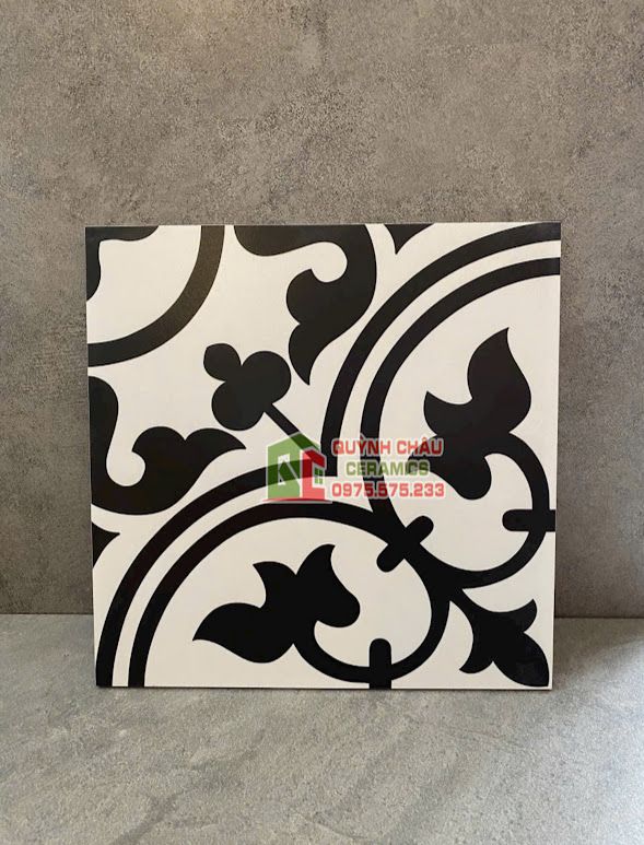 Gạch bông hoa văn cổ điển 30x30 trắng đen