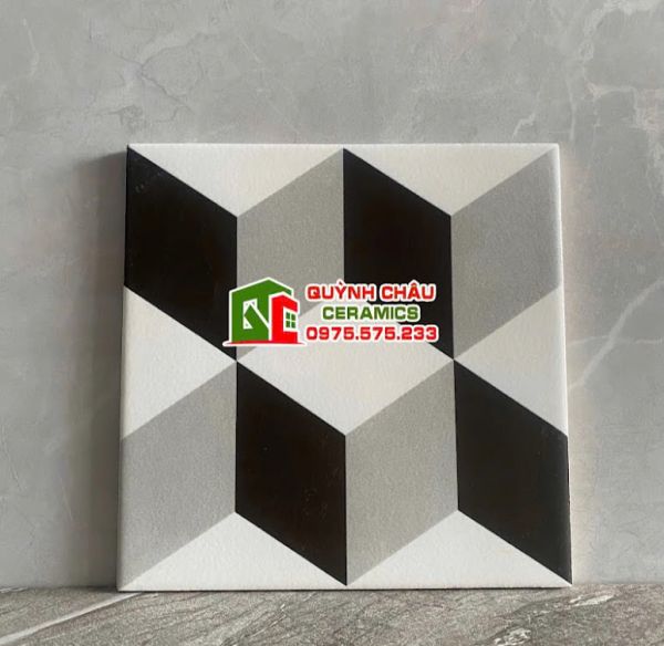 Gach bông hoa văn hình khối 20x20 cm