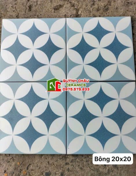 Gạch bông hoa văn màu xưa cổ điển 20x20 cm
