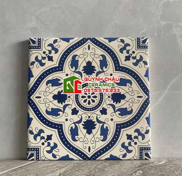 Gạch bông hoa văn rối xanh dương 20x20 cm