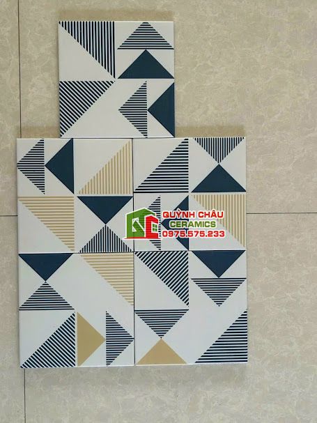 Gạch bông hoa văn tam giác 4 màu 20x20 cm