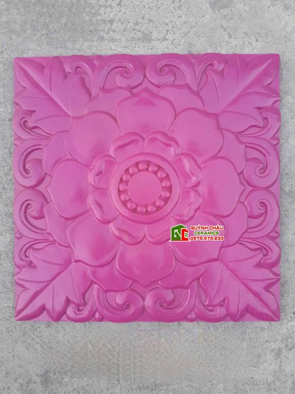 Gạch bông hồng tím đậm trang trí giả cổ 40x40cm