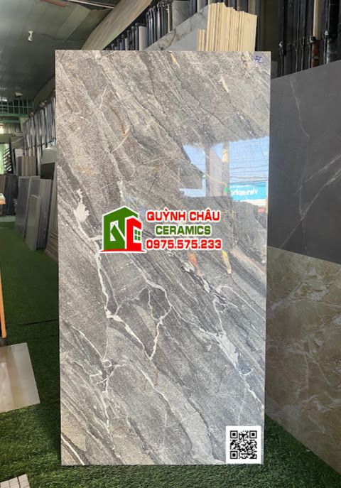 Gạch bóng kiếng ấn độ 60x120 xám vân đá xen trắng xéo Jodan Grey