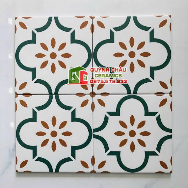 Gạch bông lát nền 20x20 hoa văn tinh xảo