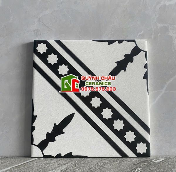 Gạch bông lát nền 20x20 hoa văn trắng đen