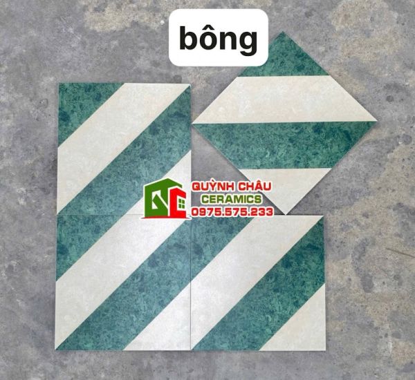 Gạch bông lát nền 30x30 màu xanh viền chéo