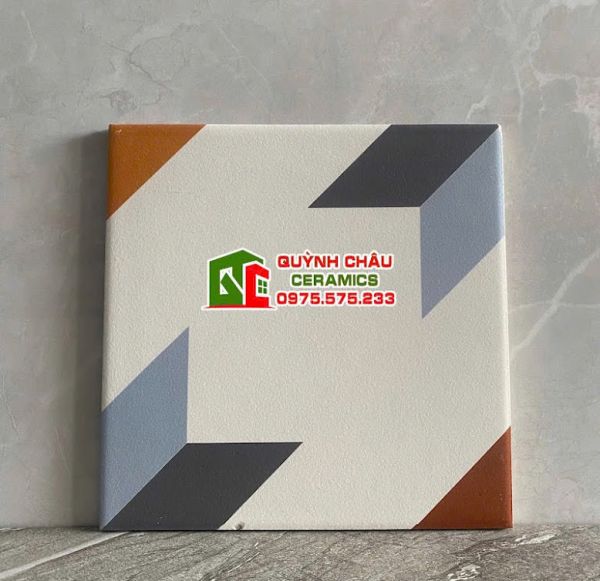 Gạch bông màu cam xanh 20x20 trang trí