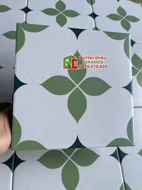 Gạch bông nhập khẩu 20x20 cánh hoa xanh
