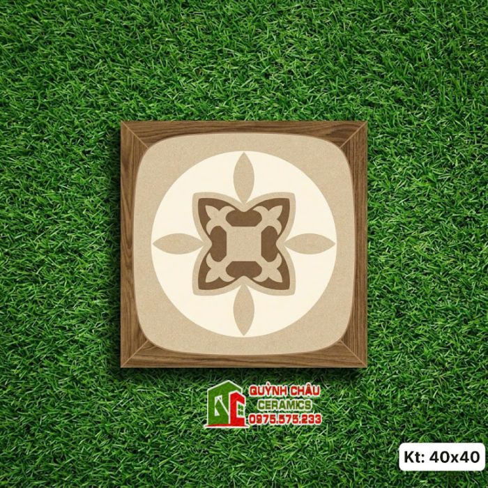 Gạch bông trang trí 40x40 hoạ tiết gỗ vân giả cổ