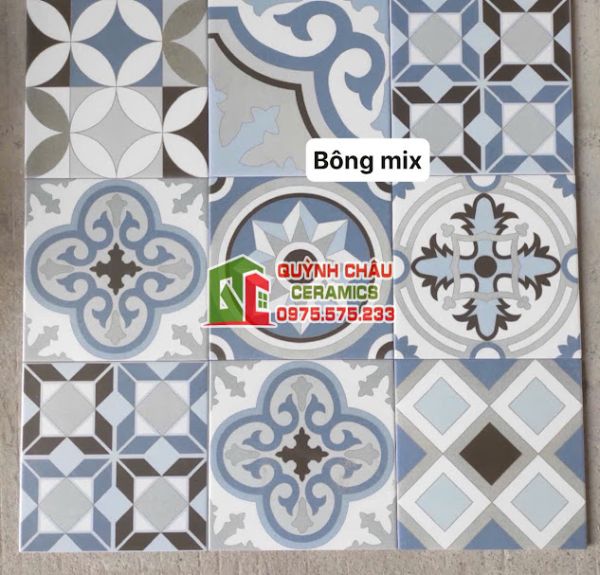 Gạch bông trộn hoa văn 20x20 cm