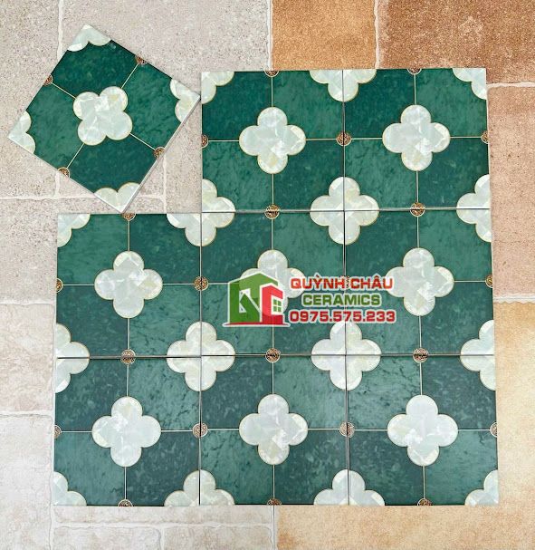 Gạch bông xanh rêu 20x20 lát nền