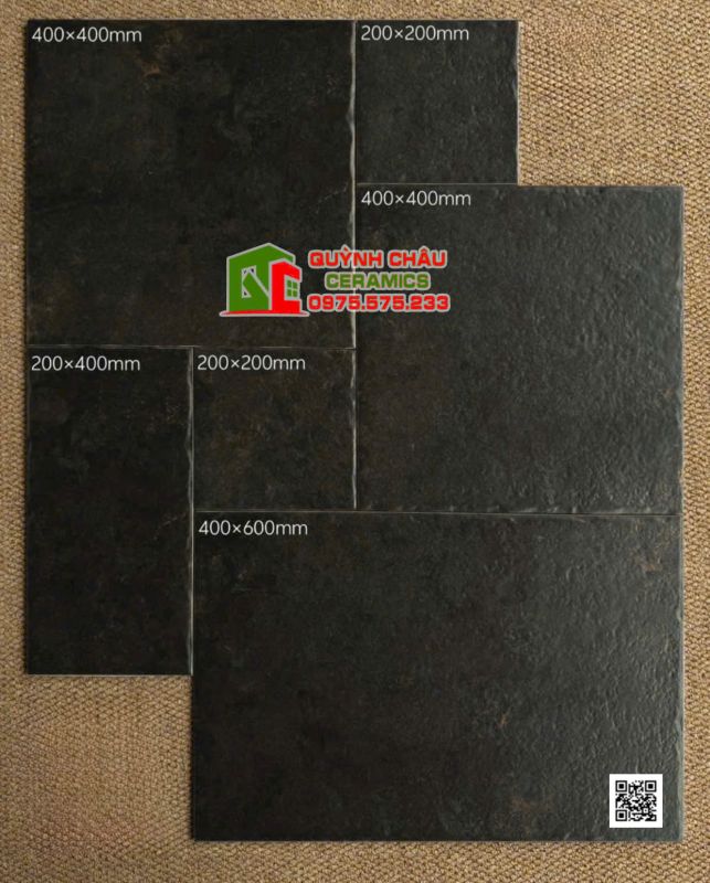 Gạch Castle giả cổ 20x20, 20x40, 40x40, 40x60 màu đen trầm