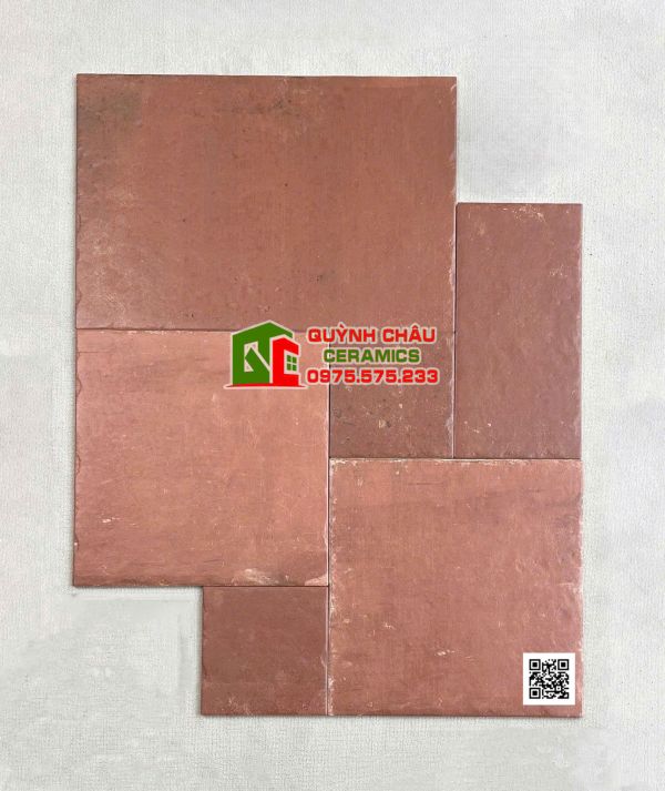 Gạch Castle mix nhiều kích thước giả cổ màu đỏ nâu hiệu ứng