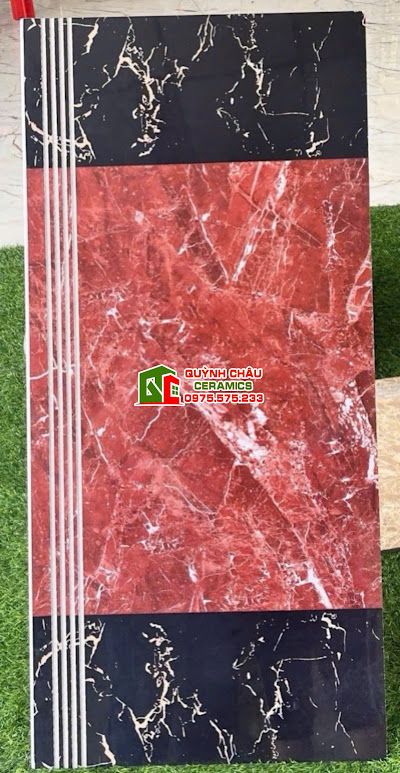 Gạch cầu thang 47x100 đỏ đen vân cam