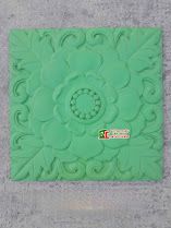 Gạch cổ bê tông 40x40 hoa văn bông hồng màu xanh