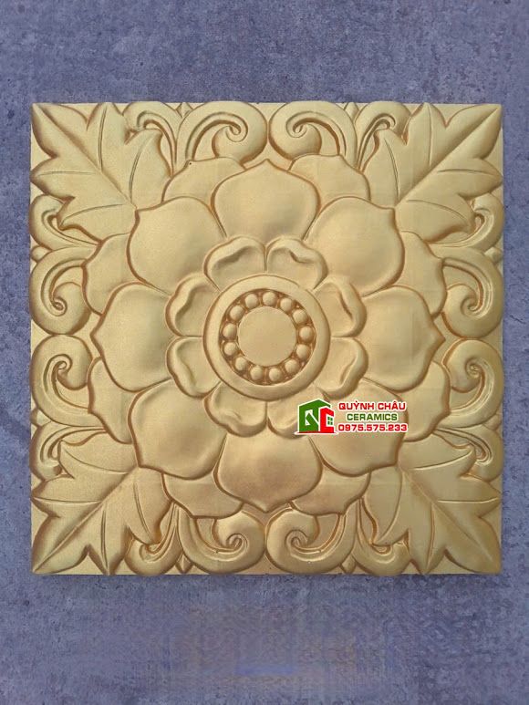 Gạch cổ họa tiết bông hồng vàng ốp tường trang trí 40x40cm