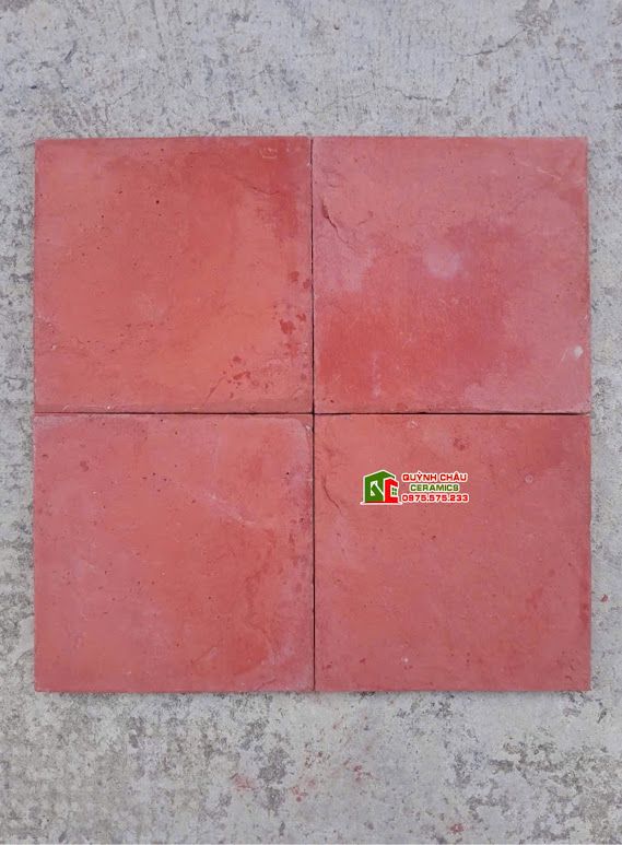 Gạch cổ màu đỏ hình vuông ốp lát trang trí 19x19cm