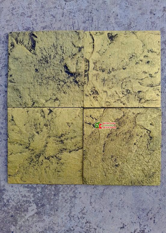 Gạch cổ trang trí giả đá màu vàng ốp trang trí 19x19cm