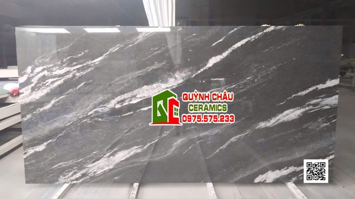Gạch đá 160x320 đá nâu đen vân trắng bóng kiếng