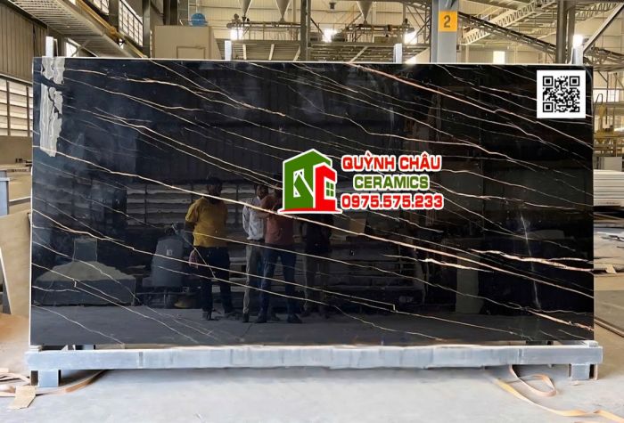 Gạch đá ấn độ 160x320 vân đá đen tia chớp