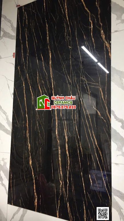 Gạch đá granite 160x320 đen vân vàng đẹp