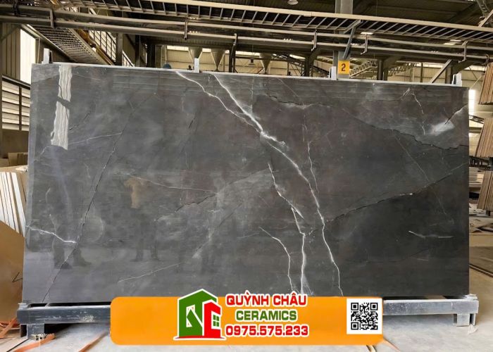 Gạch đá granite 160x320 vân đá đen nâu trắng bóng