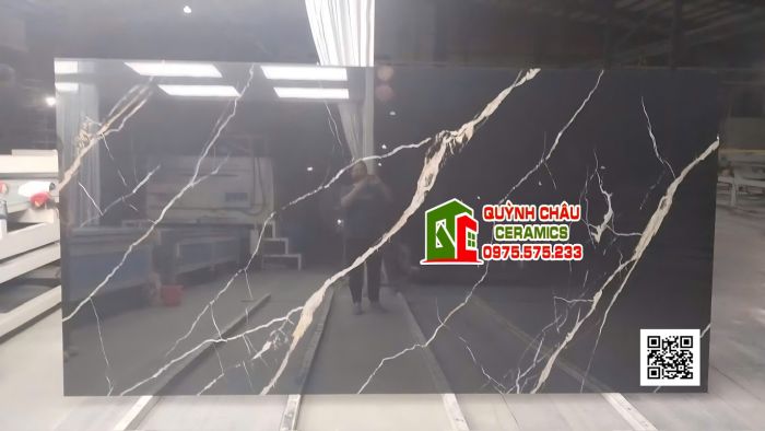 Gạch đá khổ lớn 160x320 đen vân trắng trung quốc