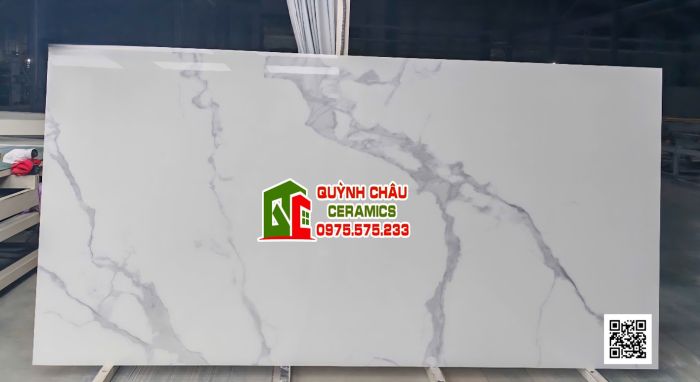 Gạch đá khổ lớn bóng kiếng 160x320 trắng bóng vân xám