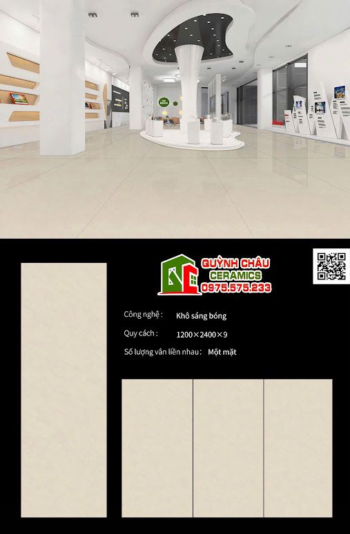 Gạch đá nung kết 120x240 màu kem bóng