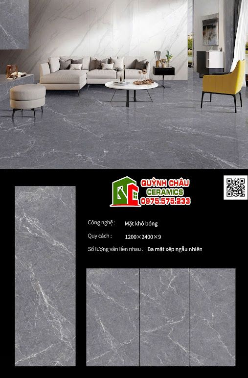 Gạch đá nung kết 120x240 xám vân bóng kiếng