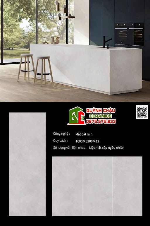 Gạch đá nung kết 160x320 xám nhạt mờ mịn