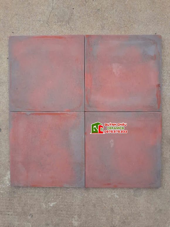 Gạch giả cổ 30x30 đỏ đô loang xám đậm bê tông màu