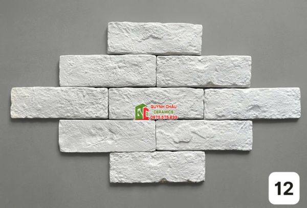 Gạch giả cổ bê tông màu trắng ốp tường
