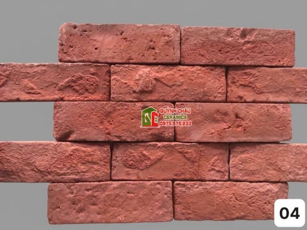 Gạch giả cổ màu đỏ ốp tường chất liệu bê tông