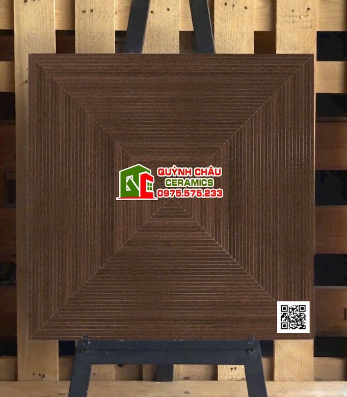 Gạch giả gỗ 60x60 nâu socola vân sọc