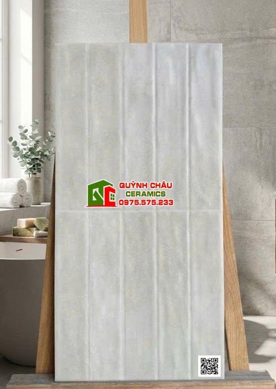 Gạch giả thẻ lượn sóng 30x60 màu xám nhạt
