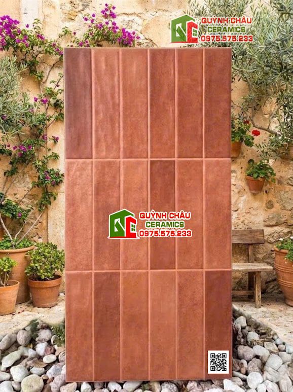 Gạch giả thẻ màu đỏ cổ điển 30x60 men lượn sóng