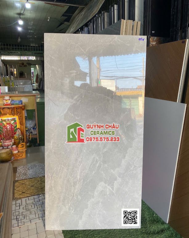 Gạch granite 60x120 vân đá xám ghi vi tinh siêu bóng