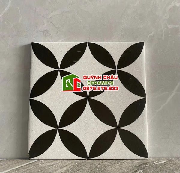 Gạch hoa bông trắng đen 20x20 cm