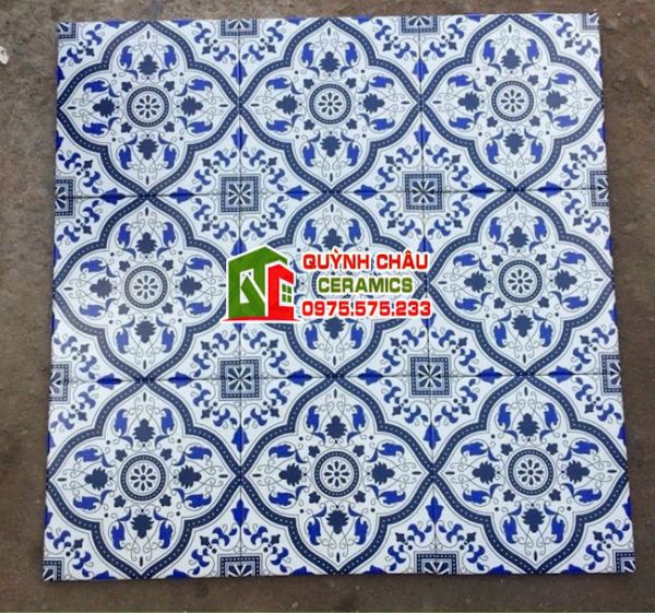 Gạch hoa văn xanh dương 20x20 cm